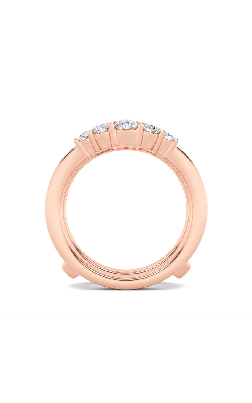 1Cttw Round Shaped Lab Grown Diamond (F/VS) Insert Jacket Ring in 14K Gold