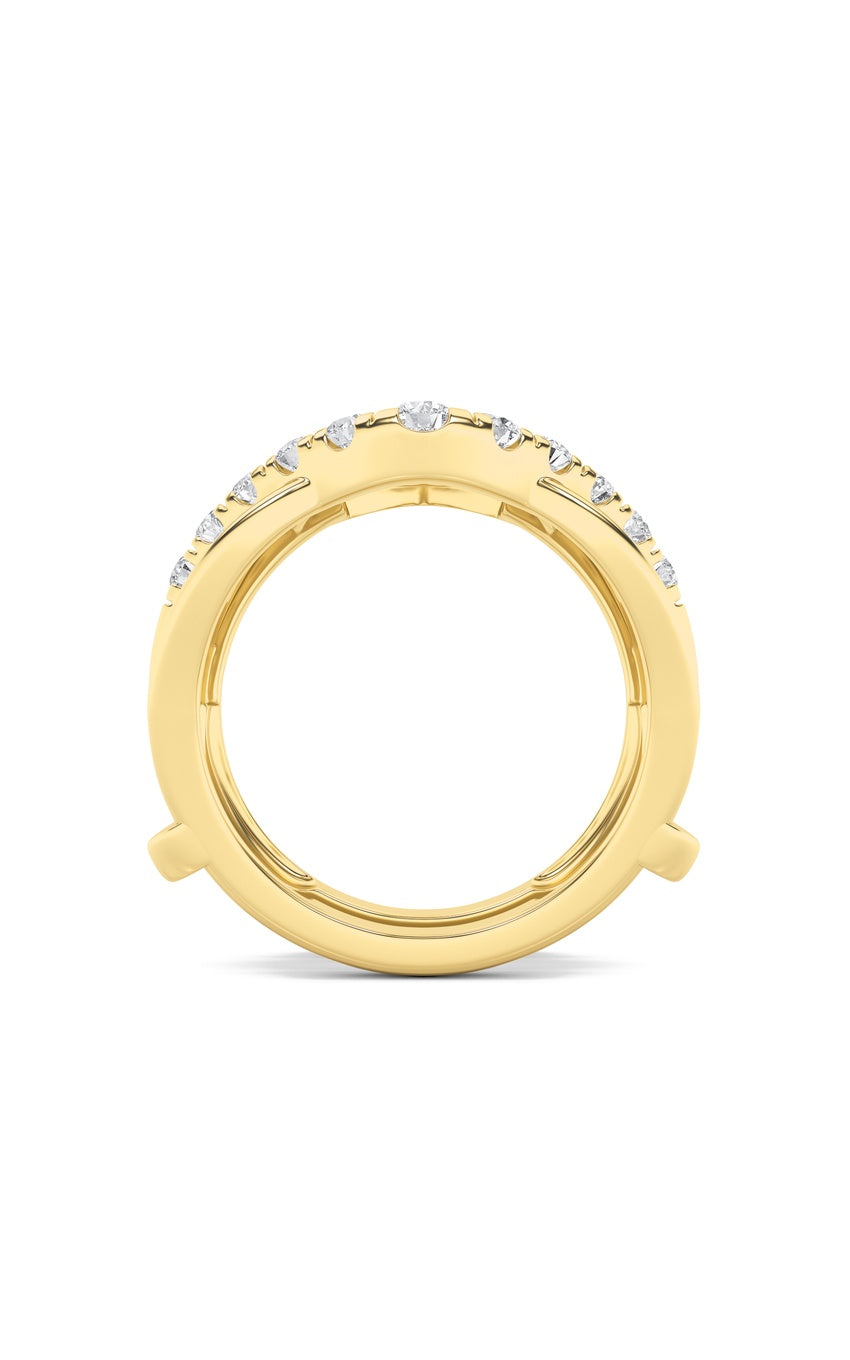 1Cttw Round Shaped Lab Grown Diamond (F/VS) Insert Jacket Ring in 14K Gold