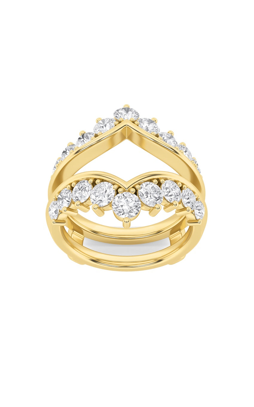 2Cttw Round Shaped Lab Grown Diamond (F/VS) Insert Jacket Ring in 14K Gold