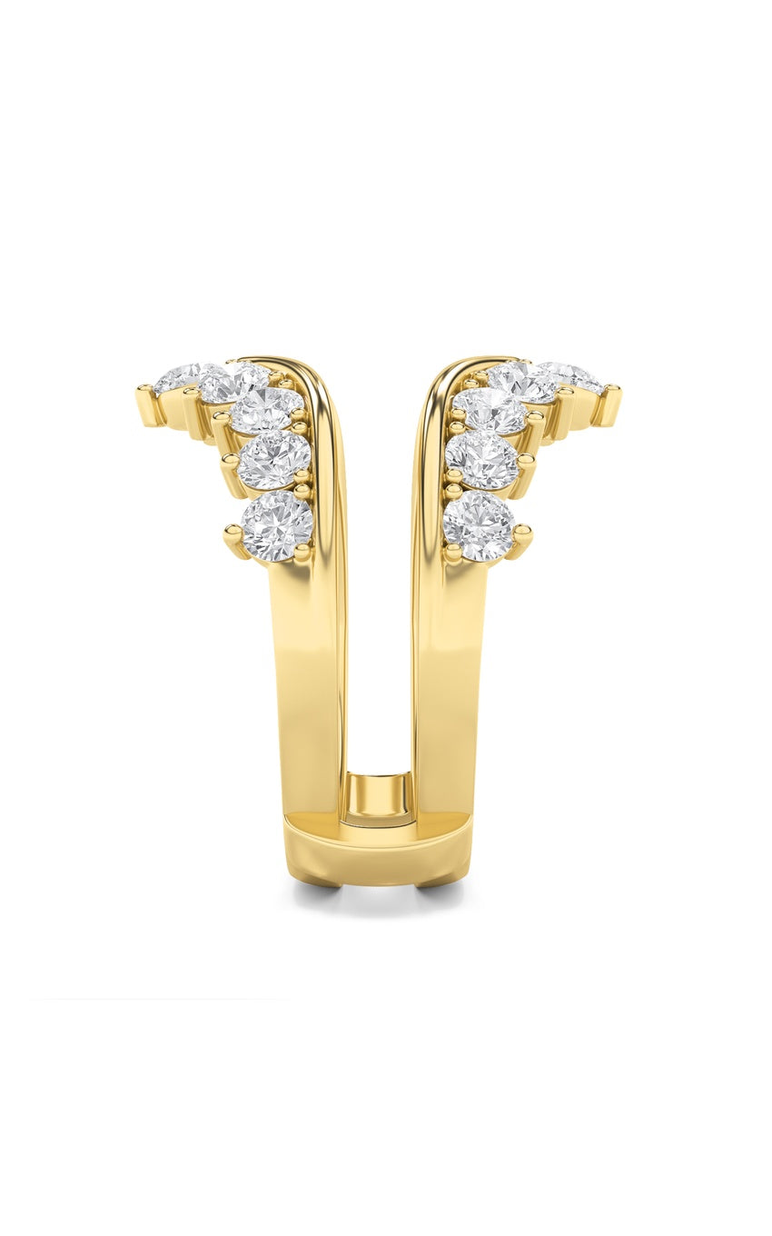2Cttw Round Shaped Lab Grown Diamond (F/VS) Insert Jacket Ring in 14K Gold