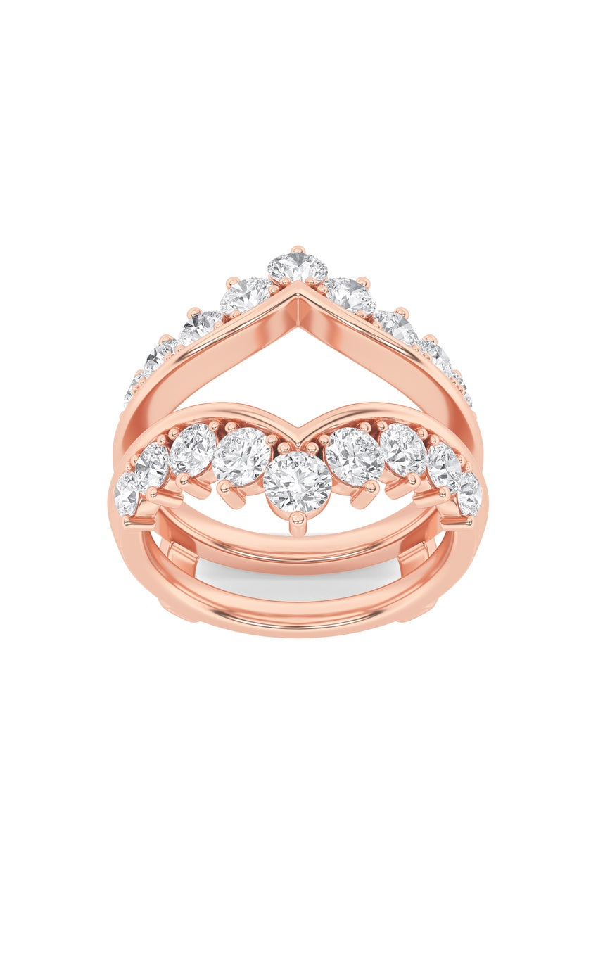 2Cttw Round Shaped Lab Grown Diamond (F/VS) Insert Jacket Ring in 14K Gold