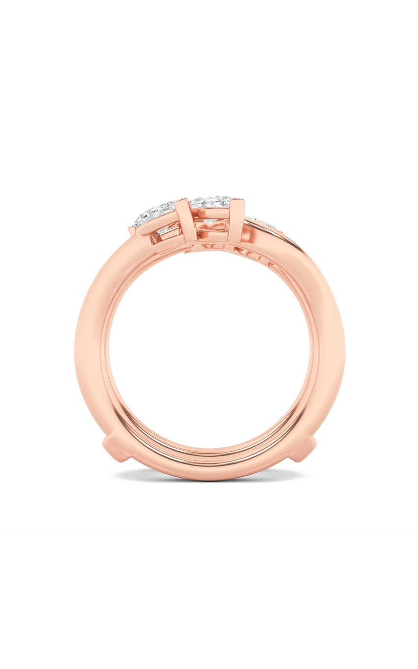 1Cttw Marquise Shaped Lab Grown Diamond (F/VS) Insert Jacket Ring in 14K Gold