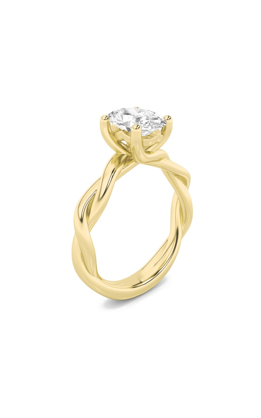 2Cttw Oval Shaped Lab Grown Diamond (F/VS) Twisted Shank Solitaire Engagement Ring in 14K Gold