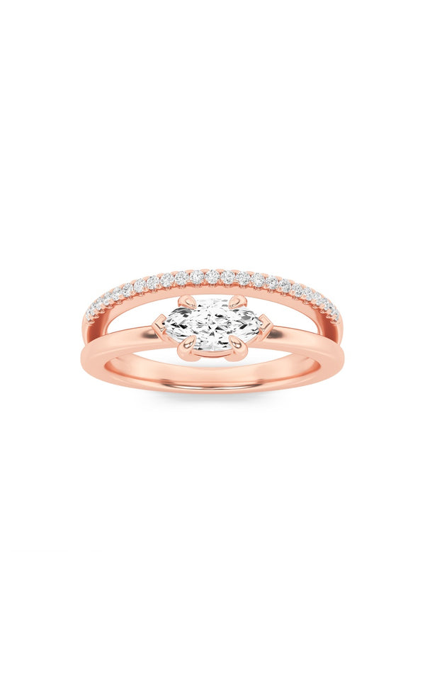 0.5Cttw Marquise Shaped Lab Grown Diamond (G/VS) Fashion Ring in 10K Gold