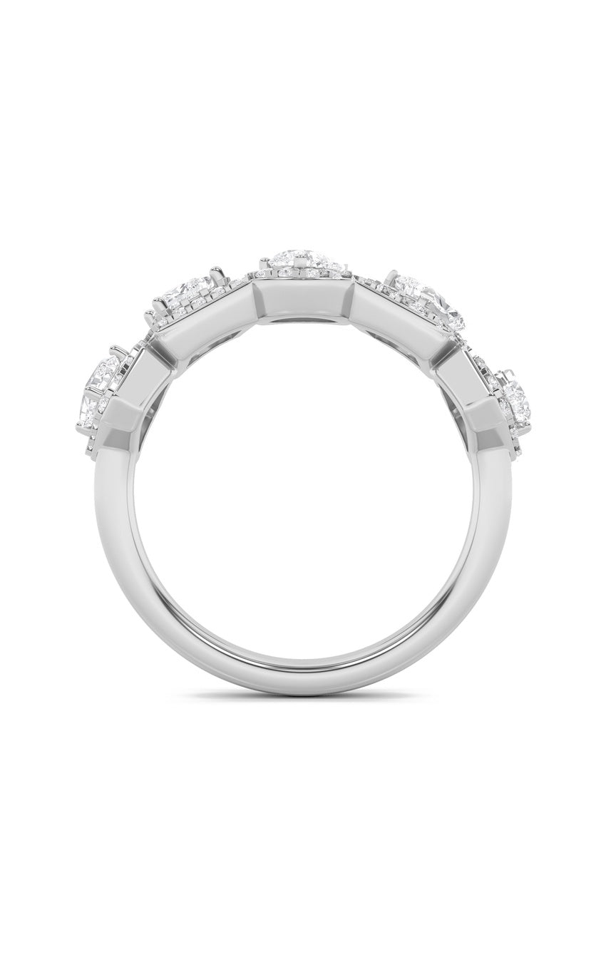1.5Cttw Mix Shaped Lab Grown Diamond (F/VS) Five Stone Ring in 14K Gold