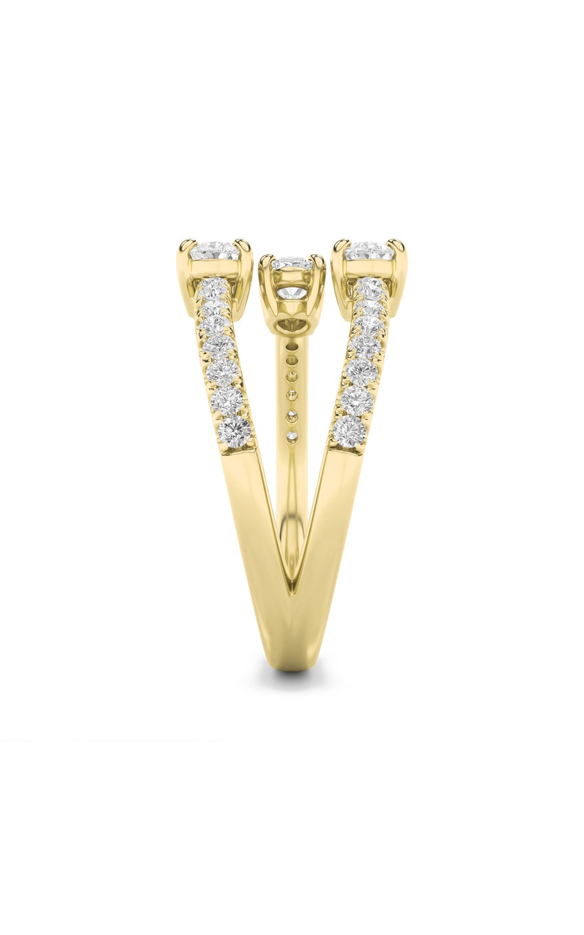 1Cttw Oval Shaped Lab Grown Diamond (F/VS) Three Stone Fashion Ring in 14K Gold