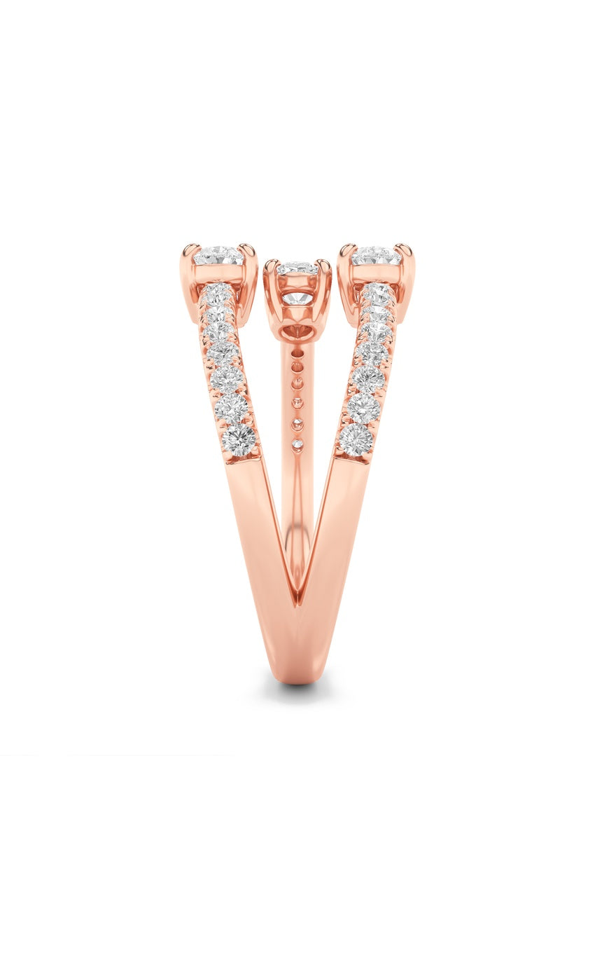 1Cttw Oval Shaped Lab Grown Diamond (F/VS) Three Stone Fashion Ring in 14K Gold