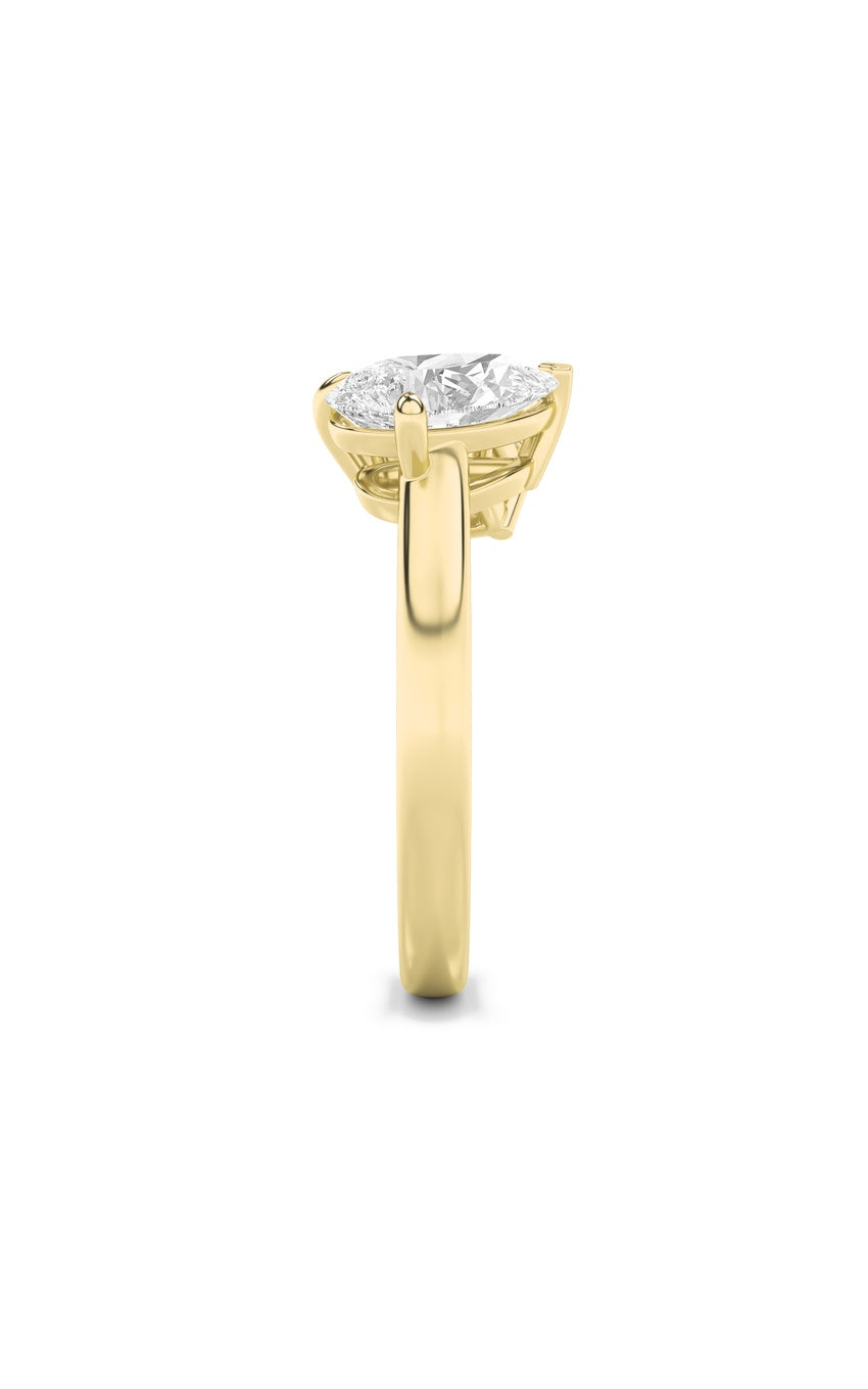 3Cttw Emerald Shaped Lab Grown Diamond (F/VS) Toi et Moi Fashiion Ring in 14K Gold