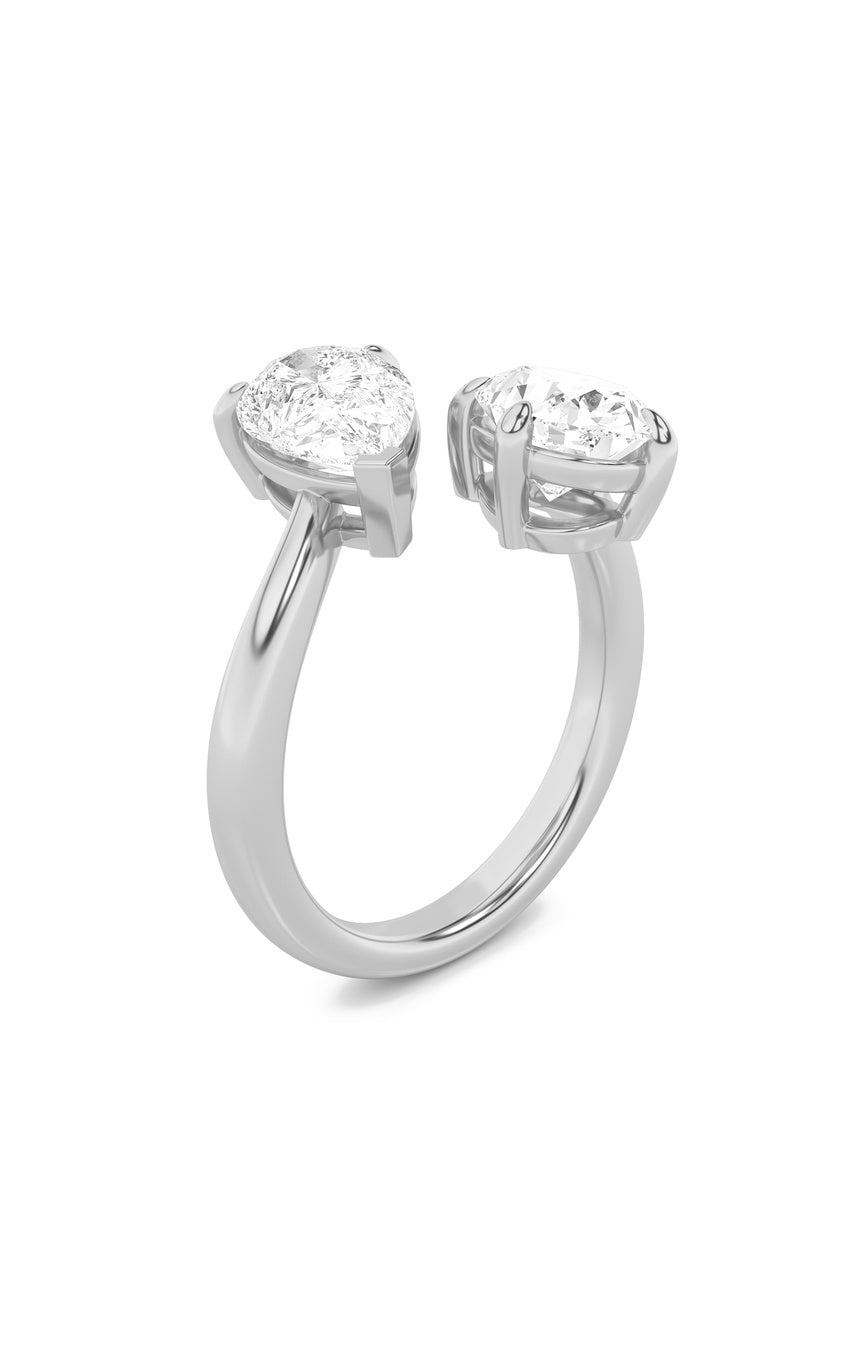 3Cttw Oval Shaped Lab Grown Diamond (F/VS) Toi et Moi Fashiion Ring in 14K Gold