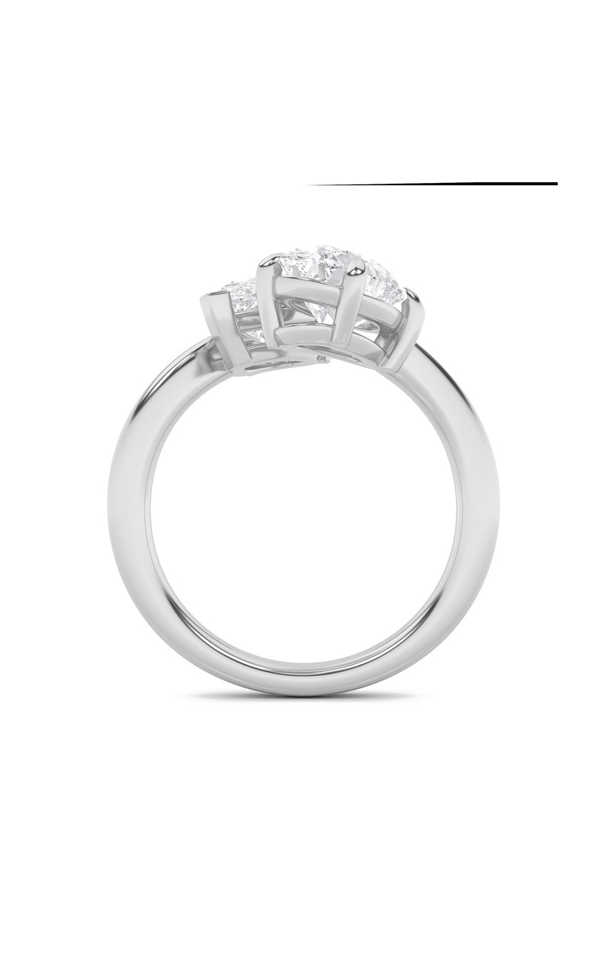3Cttw Oval Shaped Lab Grown Diamond (F/VS) Toi et Moi Fashiion Ring in 14K Gold
