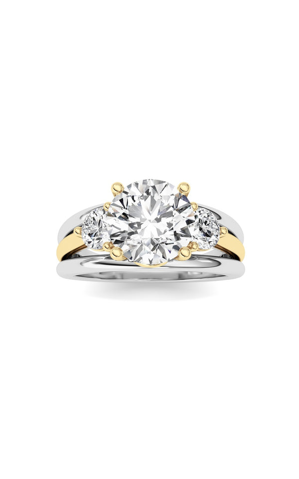 3Cttw Oval Shaped Lab Grown Diamond (F/VS) Two Tone Solitaire Engagement Ring in 14K Gold