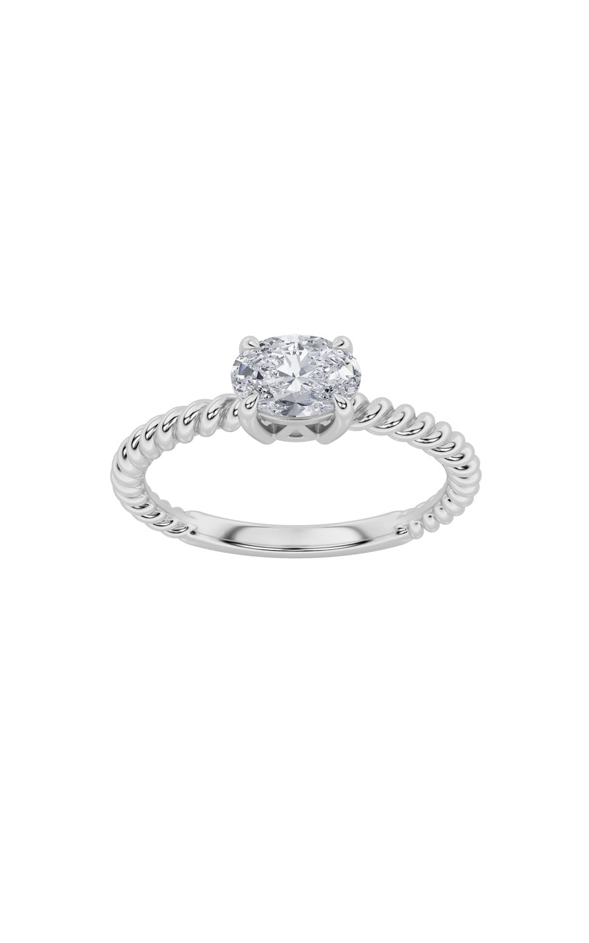 0.5Cttw Oval Shaped Lab Grown Diamond (F/VS) Petite Solitaire Engagement RING in 14K Gold