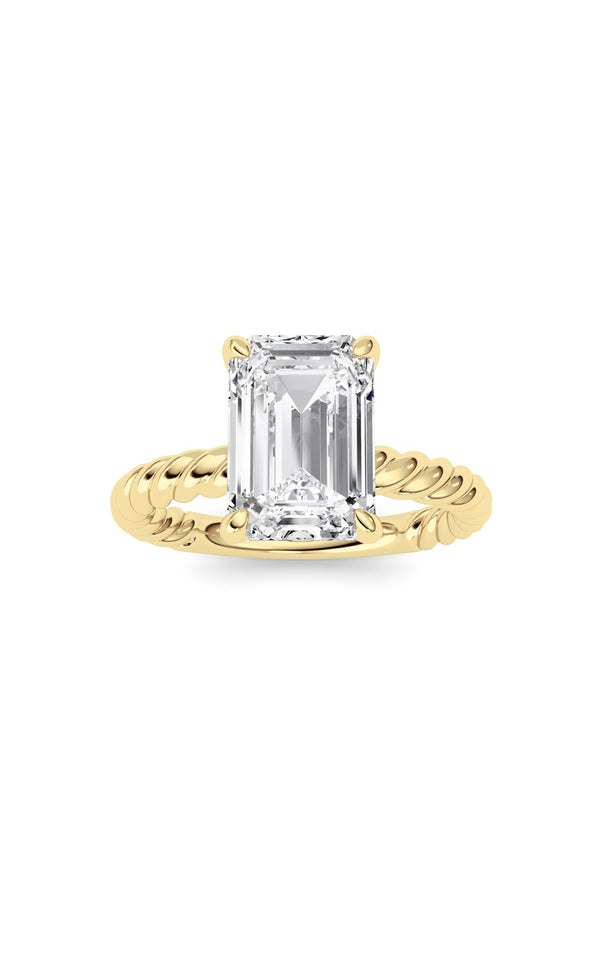 Emerald Lab Grown Diamond (F/VS ) Ring in 14K Gold