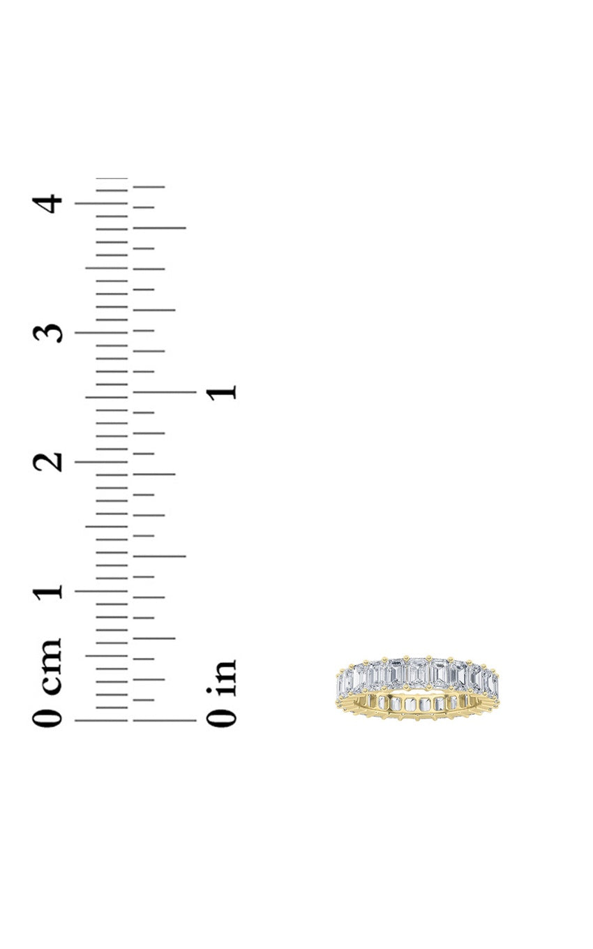 5Cttw Emerald Shaped Lab Grown Diamond Split Prong Eternity Ring in 14K Gold (F/VS)