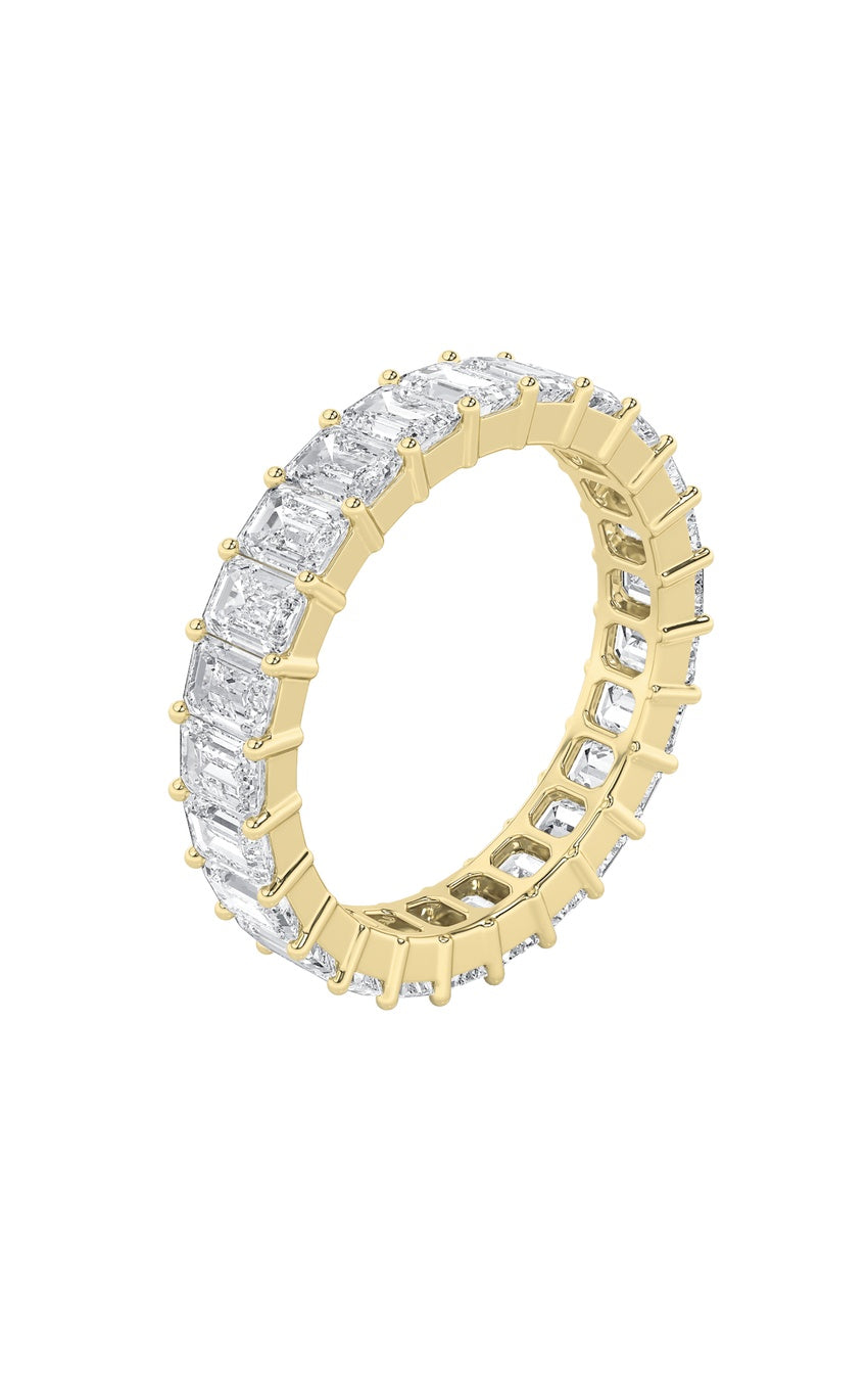 4.75Cttw Emerald Shaped Lab Grown Diamond Split Prong Eternity Ring in 14K Gold (F/VS)