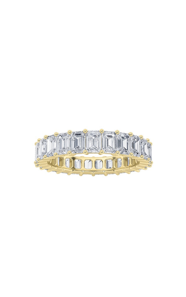 5.5Cttw Emerald Shaped Lab Grown Diamond Split Prong Eternity Ring in 14K Gold (F/VS)