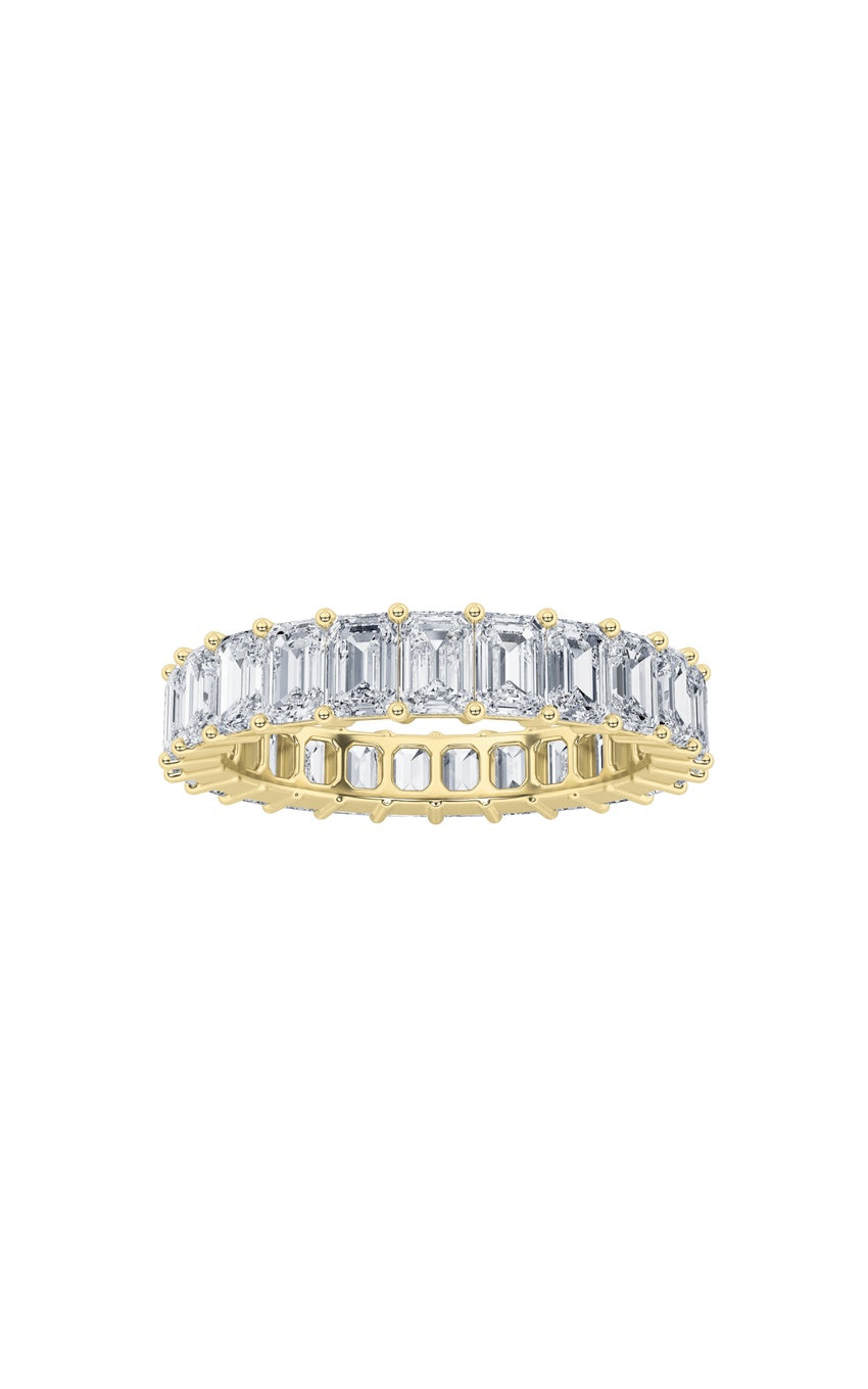 5.75Cttw Emerald Shaped Lab Grown Diamond Split Prong Eternity Ring in 14K Gold (F/VS)
