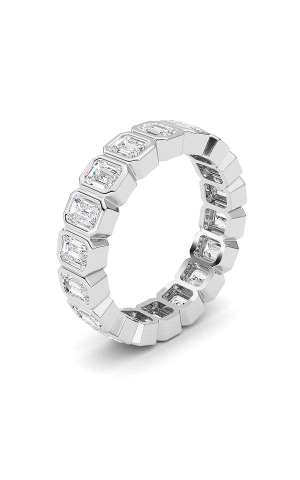 2.2Cttw Emerald Shaped Lab Grown Diamond (F/VS) Eternity Band Ring in 14K Gold