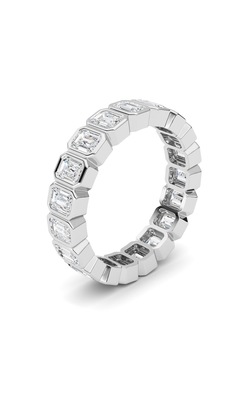 2.2Cttw Emerald Shaped Lab Grown Diamond (F/VS) Eternity Band Ring in 14K Gold