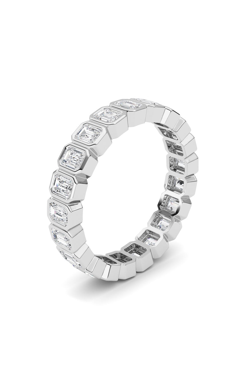 2.6Cttw Emerald Shaped Lab Grown Diamond (F/VS) Eternity Band Ring in 14K Gold