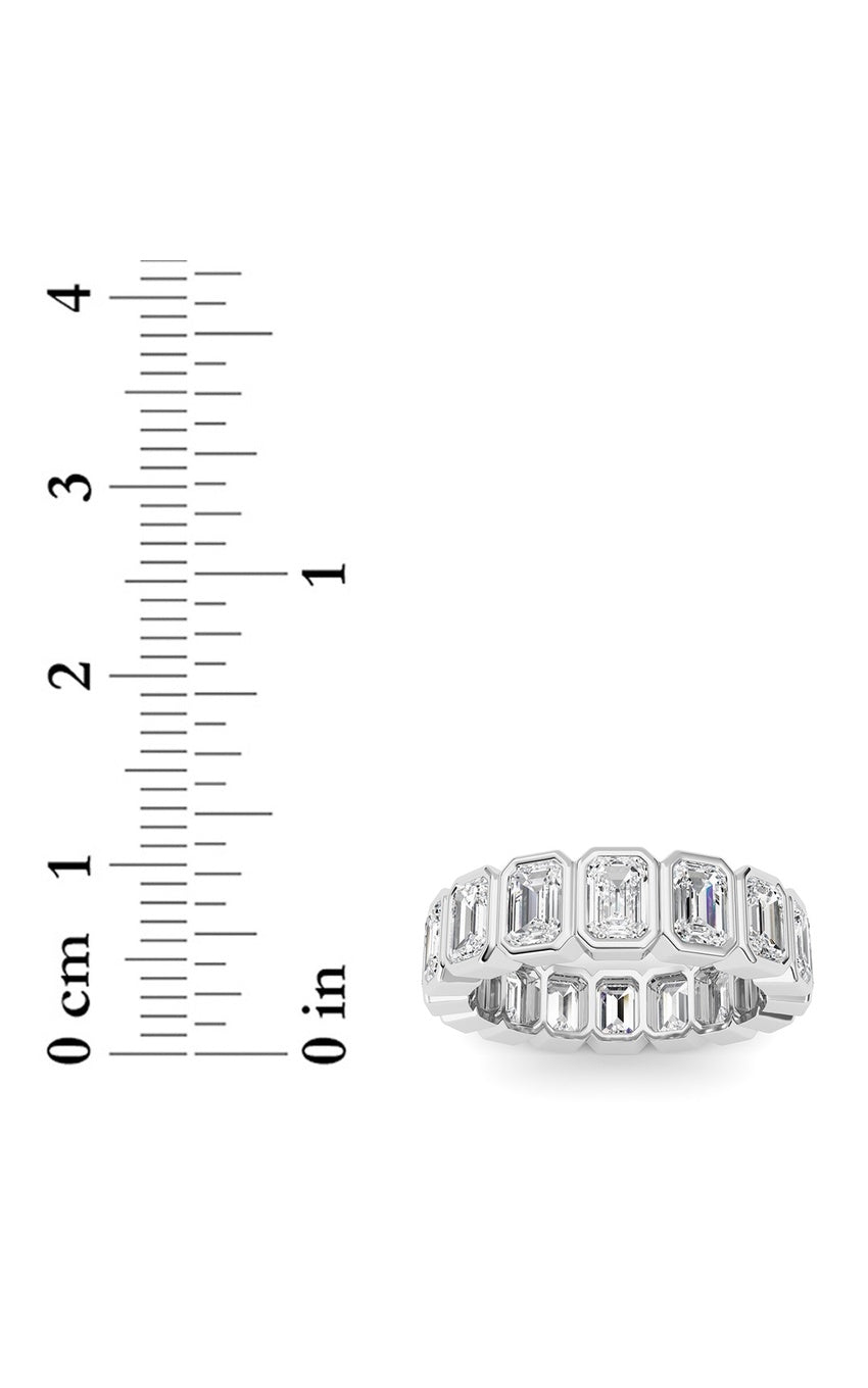 3.2Cttw Emerald Shaped Lab Grown Diamond (F/VS) Eternity Band Ring in 14K Gold