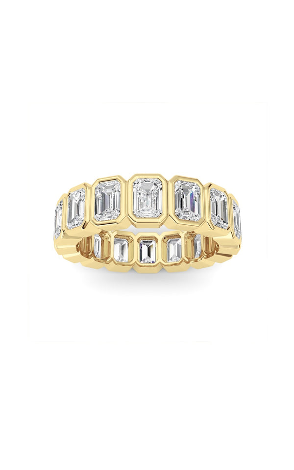 3.2Cttw Emerald Shaped Lab Grown Diamond (F/VS) Eternity Band Ring in 14K Gold