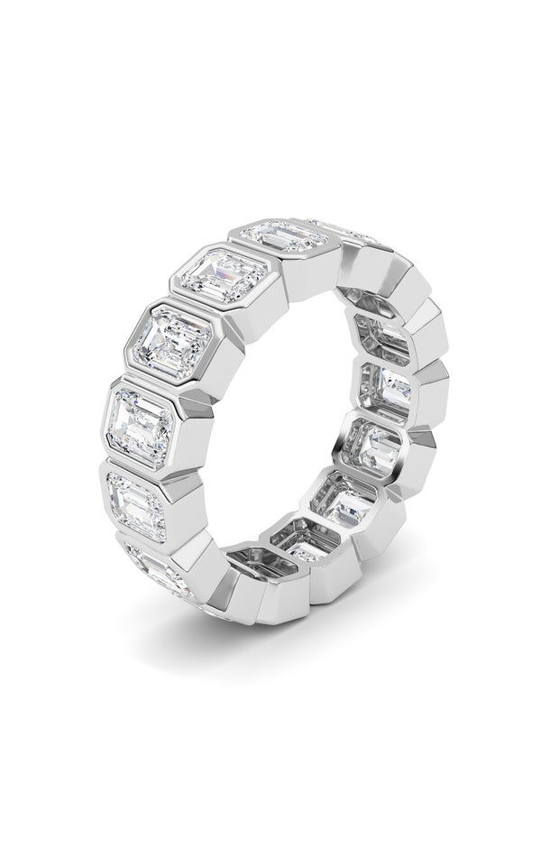 3.75Cttw Emerald Shaped Lab Grown Diamond (F/VS) Eternity Band Ring in 14K Gold