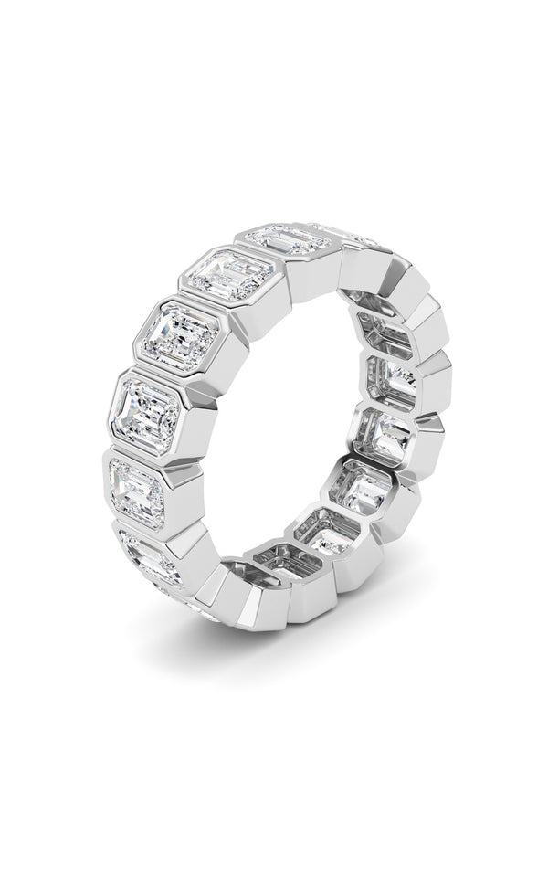 4Cttw Emerald Shaped Lab Grown Diamond (F/VS) Eternity Band Ring in 14K Gold