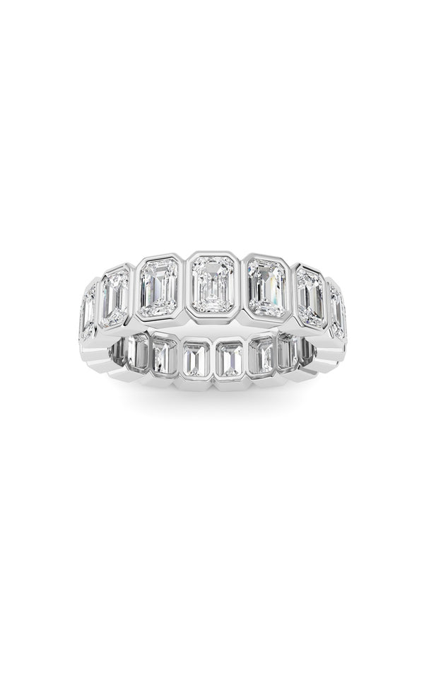 4.25Cttw Emerald Shaped Lab Grown Diamond (F/VS) Eternity Band Ring in 14K Gold