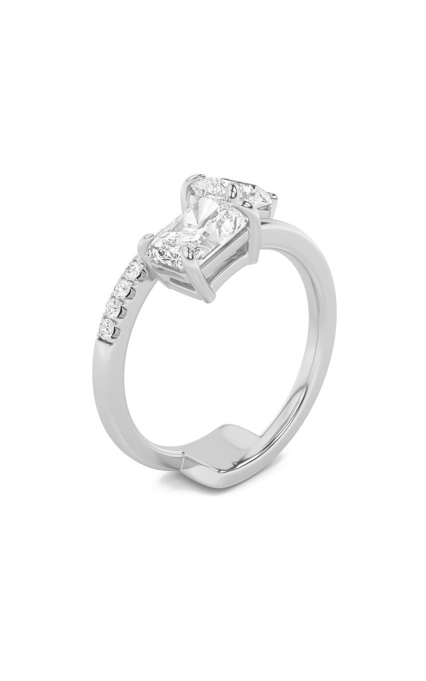 1.5Cttw Pear Shaped Lab Grown Diamond (F/VS) Toi et Moi Fashion Ring in 14K Gold