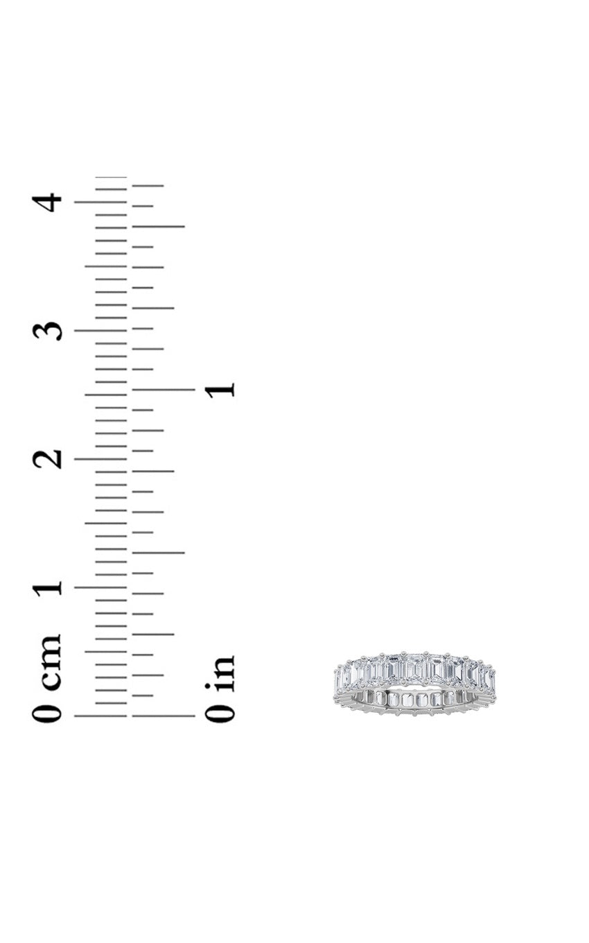4Cttw Emerald Shaped Lab Grown Diamond Split Prong Eternity Ring in 14K Gold (F/VS)