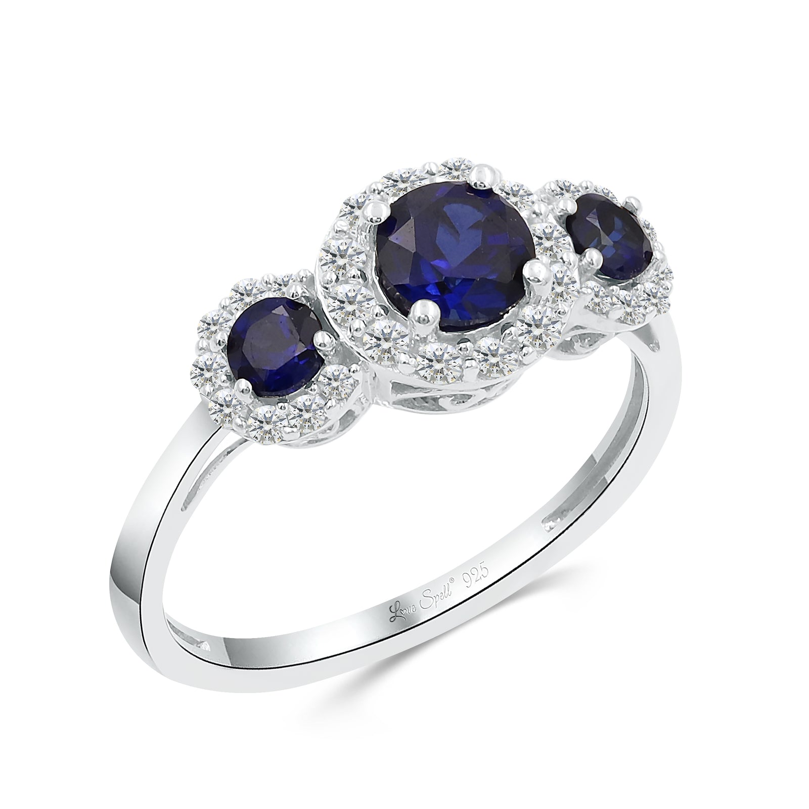 Love Spell® Sapphire & Lab-grown Diamond Round Halo Ring - 2.30 Ct. T.W.