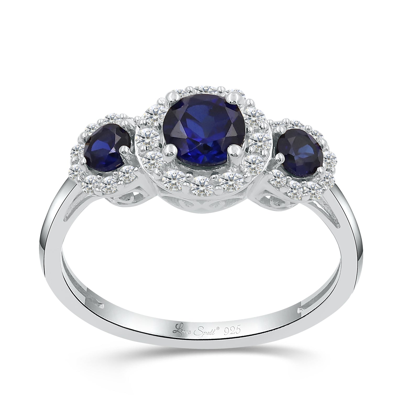 Love Spell® Sapphire & Lab-grown Diamond Round Halo Ring - 2.30 Ct. T.W.