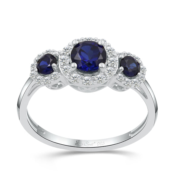 Love Spell® Sapphire & Lab-grown Diamond Round Halo Ring - 2.30 Ct. T.W.