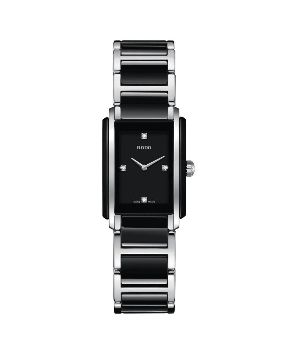 Black and silver watch on a white background
