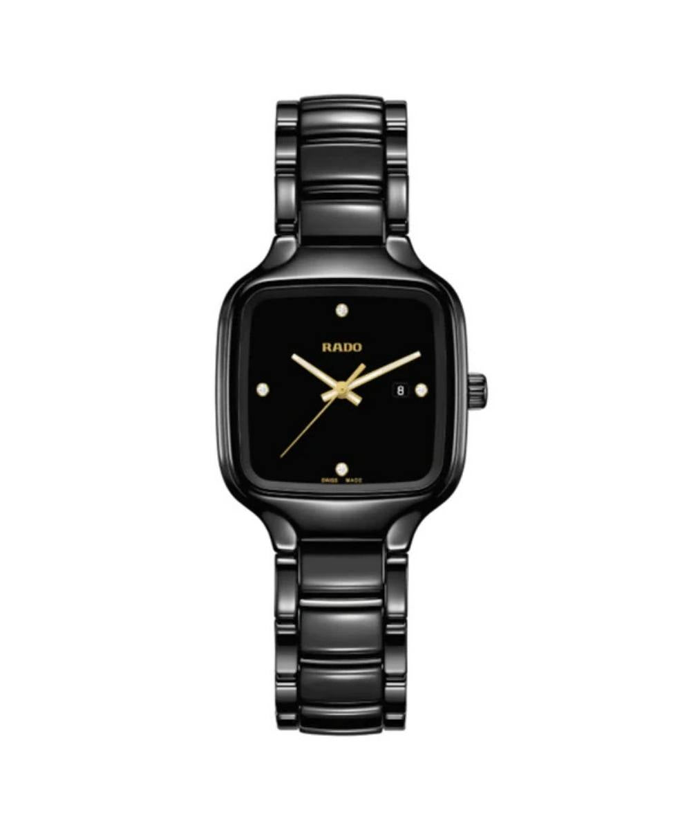 Black Rado watch on a white background