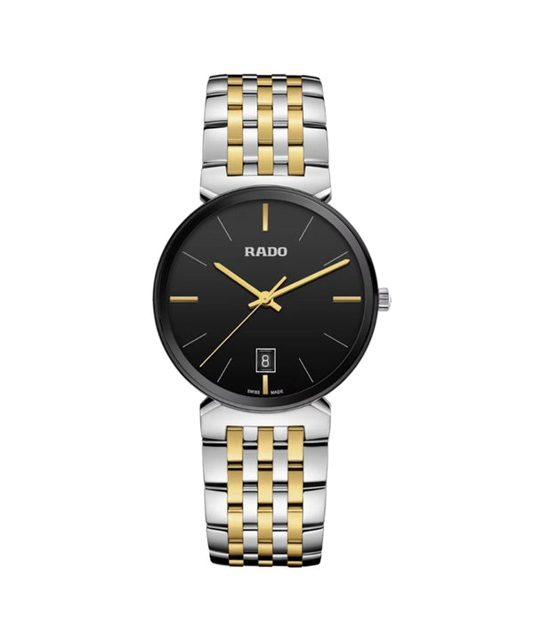 Rado watch with two-tone metal strap on a white background