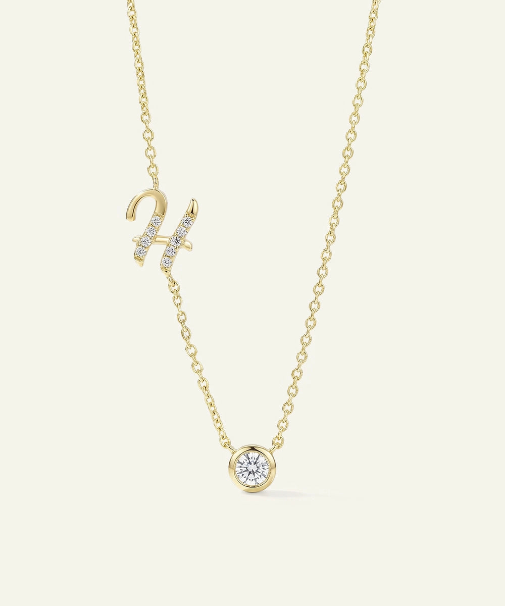 Bella by Ovani® Lab-grown Diamond Letter H Initial Pendant - 0.35 Ct. T.W.