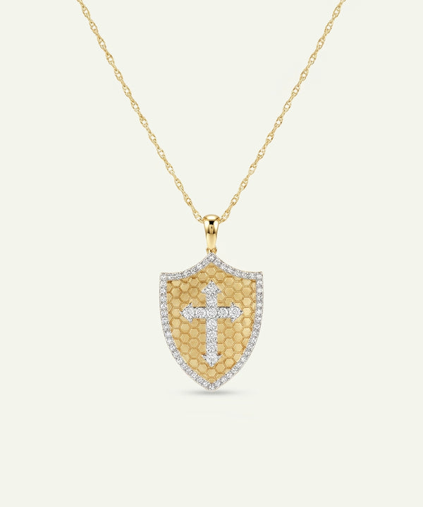 Novello Lab-grown Diamond Shield Cross Pendant-0.50 Ct. T.W.
