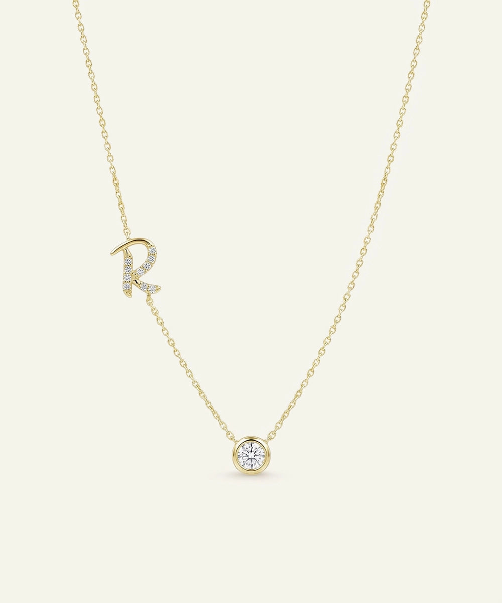 Bella by Ovani® Lab-grown Diamond Letter R Initial Pendant - 0.30 Ct. T.W.