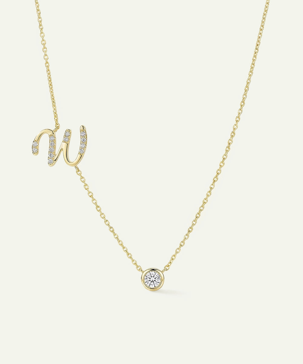 Bella by Ovani® Lab-grown Diamond Letter W Initial Pendant - 0.35 Ct. T.W.