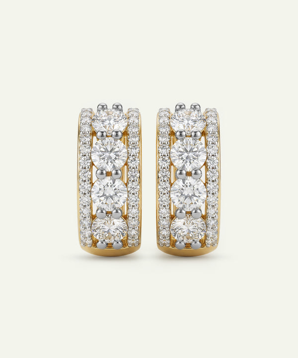 Bella by Ovani® Lab-grown Diamond 3-Row Round Hoops - 1.55 Ct. T.W.