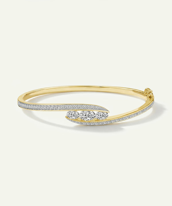 Bella By Ovani® Lab-grown Diamond 3-Stone Bypass Bangle -.