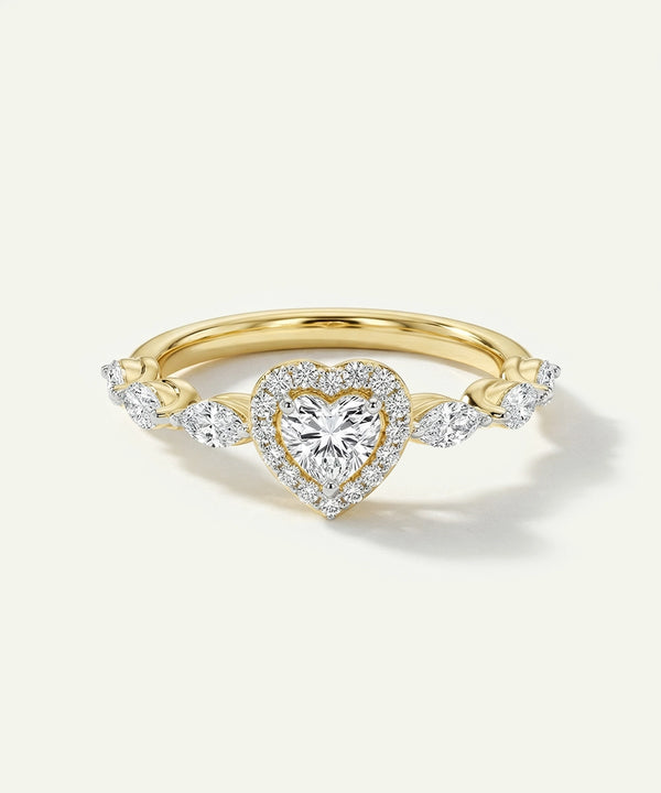 Novello Lab-grown Diamond Heart Halo Bridal Ring - 1.05 Ct. T.W.