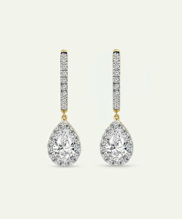 Novello Lab-grown Diamond Drop Pear Halo Dangling Earrings - 2.0 Ct. T.W.
