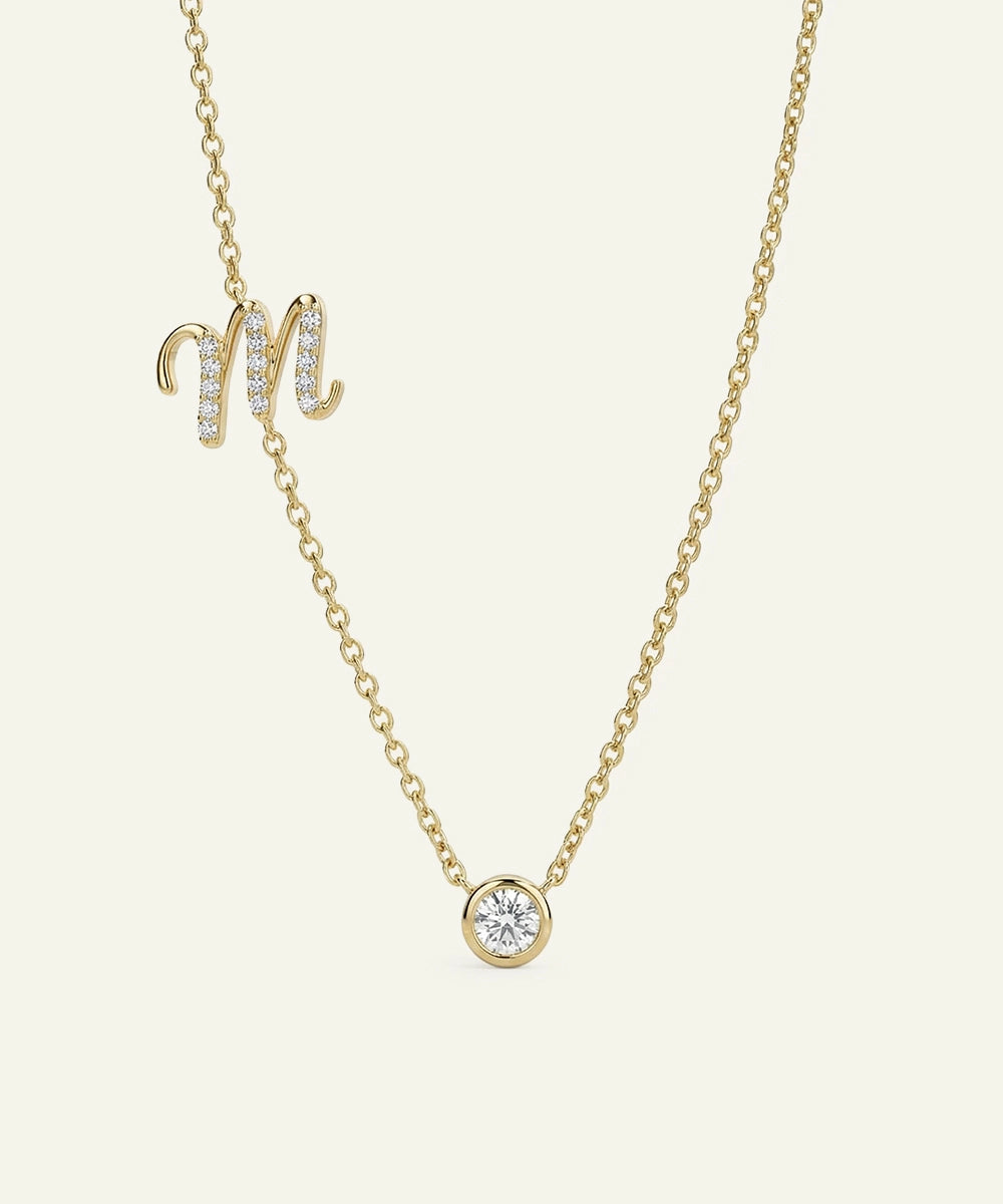 Bella by Ovani® Lab-grown Diamond Letter M Initial Pendant - 0.30 Ct. T.W.