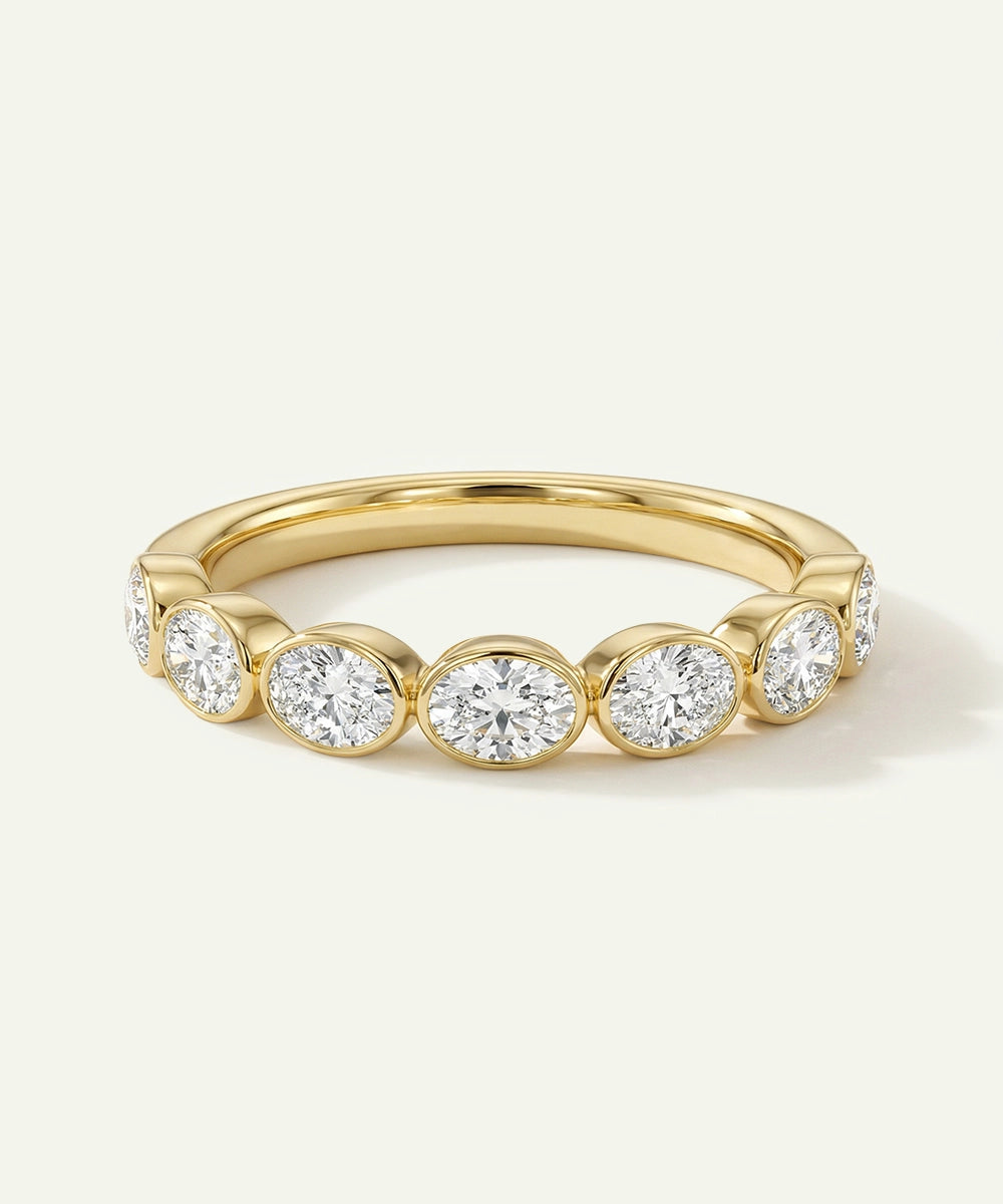 Novello Lab-grown Diamond Oval Bezel Station Ring - 1 Ct. T.W.
