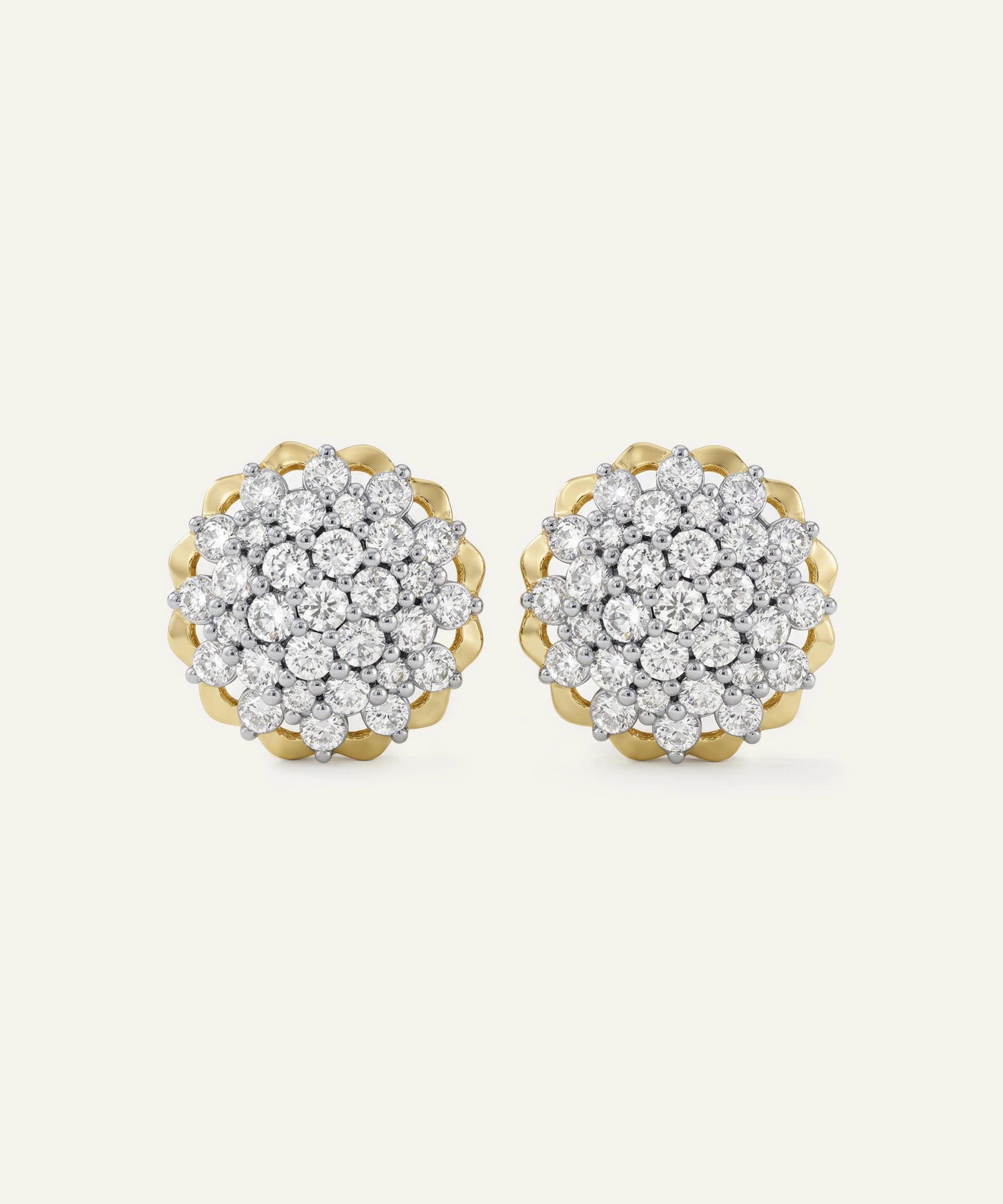 Pair of diamond earrings on a white background
