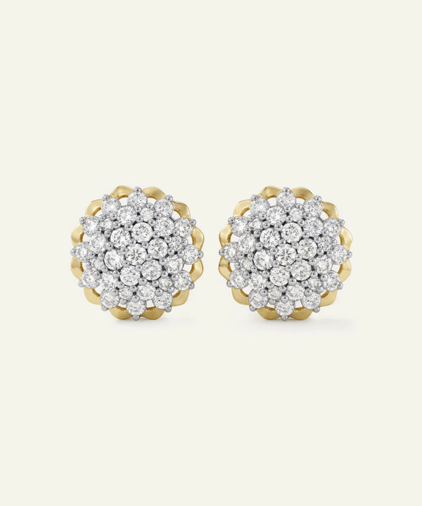 Pair of diamond earrings on a white background