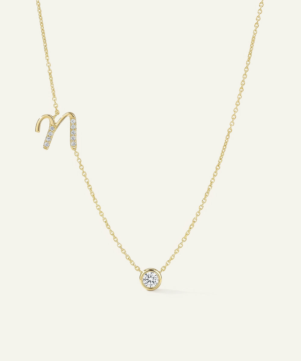 Bella by Ovani® Lab-grown Diamond Letter N Initial Pendant - 0.30 Ct. T.W.